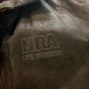 Leather NRA embossed mens jacket